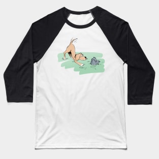 Happy puppy with not-so-happy cat Baseball T-Shirt